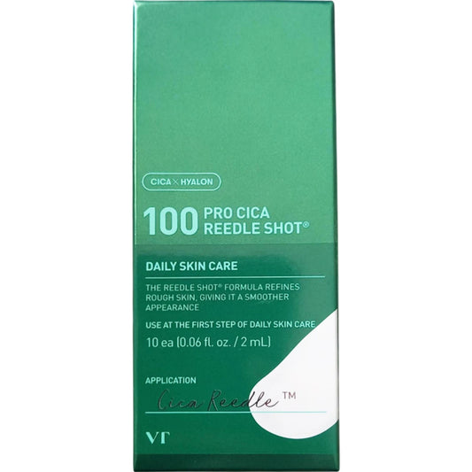 VT COSMETICS 100 Pro Cica Reedle Shot, ser de fata pentru hidratare si calmare, 2ml x 10 buc