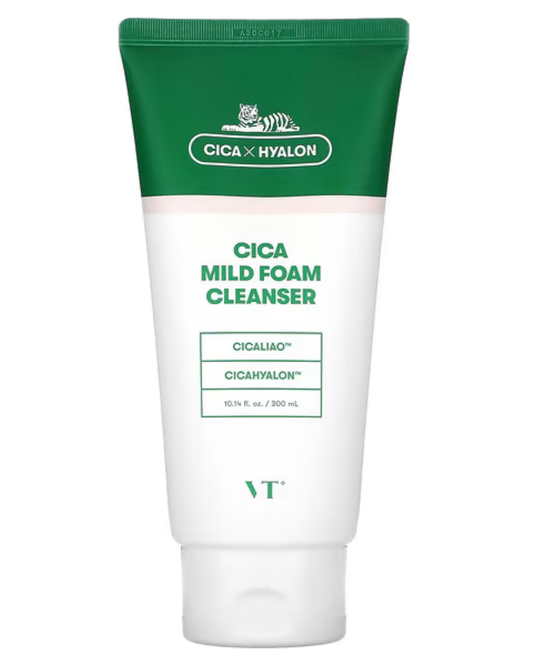 VT Cosmetics  Cica Mild Foam Cleanser, Spumă de curățare a feței cu Centella asiatică, 300ml