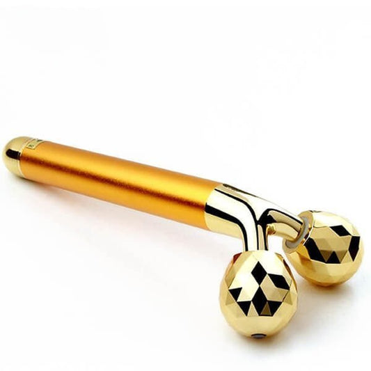 Roller facial 24k Golden Pulse Facial Face Massager Electric 3D. Incarcare cu baterie AA