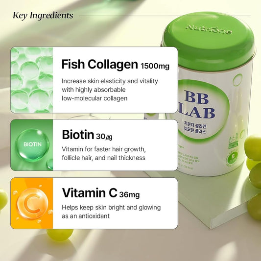 BB Lab Pudra de Colagen marin Low Molecular Collagen Biotin Plus, 2gx30 plicuri