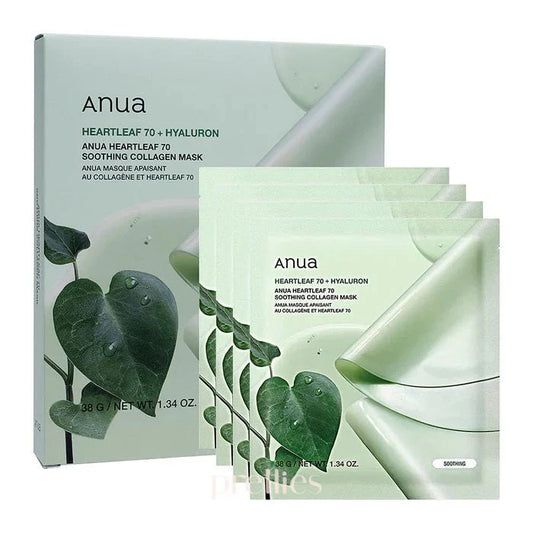 Anua, Heartleaf 70% + Hyaluron Soothing Collagen Mask, Face Mask With Collagen And Heartleaf, 1 pc.