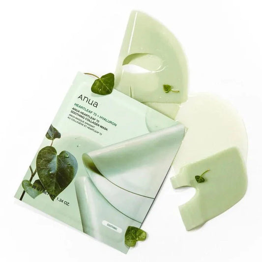 Anua, Heartleaf 70% + Hyaluron Soothing Collagen Mask, Face Mask With Collagen And Heartleaf, 1 pc.