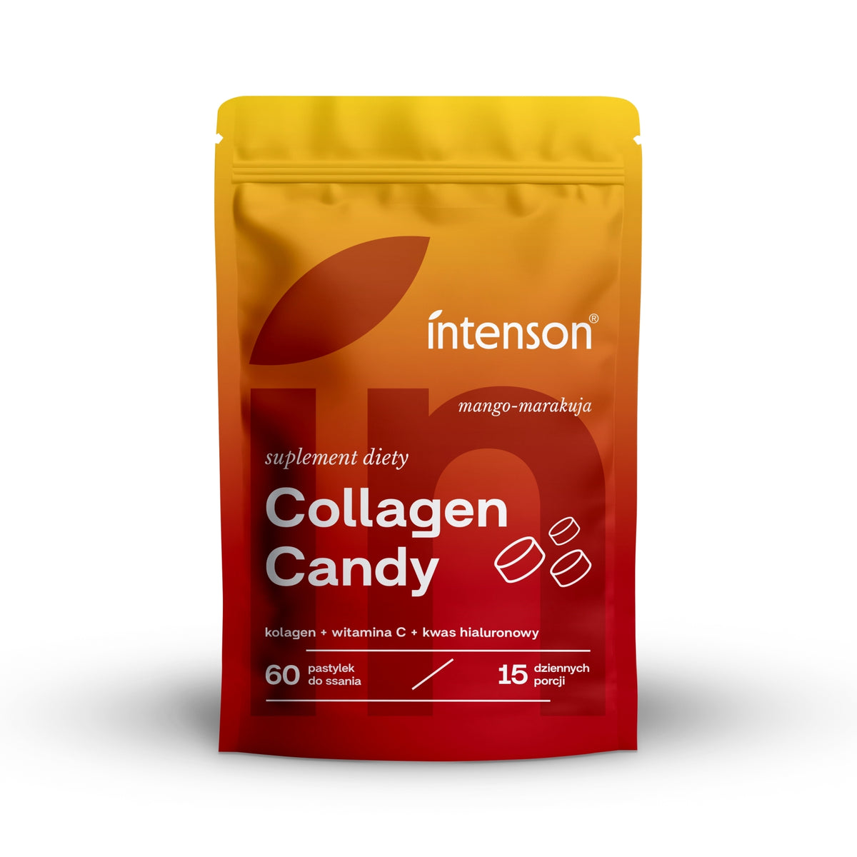 Intenson Supliment alimentar „Collagen Candy”, acadele, mango-fructul pasiunii, 60 buc.