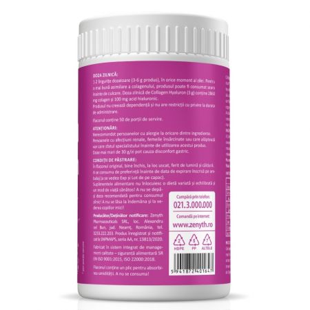 Zenyth Colagen + Acid Hialuron cu aroma de capsuni, 150 g