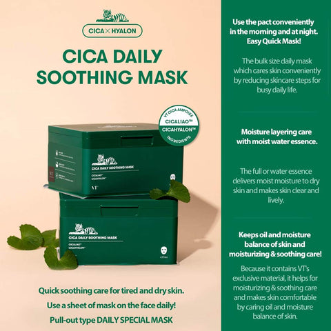 VT Cosmetics Set de masti Cica Daily Soothing Mask, 30 buc.