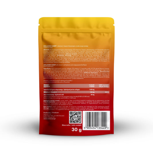 Intenson Supliment alimentar „Collagen Candy”, acadele, mango-fructul pasiunii, 60 buc.