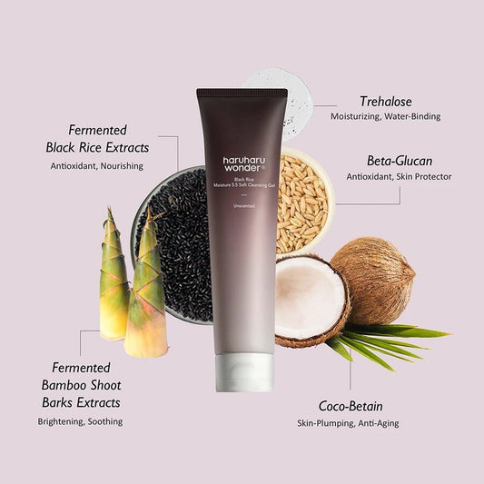 Haruharu Wonder Gel de curatare bland cu pH optim pentru fata Black Rice Moisture, 100 ml