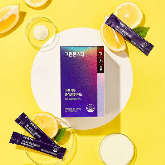 Green Monster Youthful Skin Collagen Peptide 30 Sticks ( doza 15 zile)