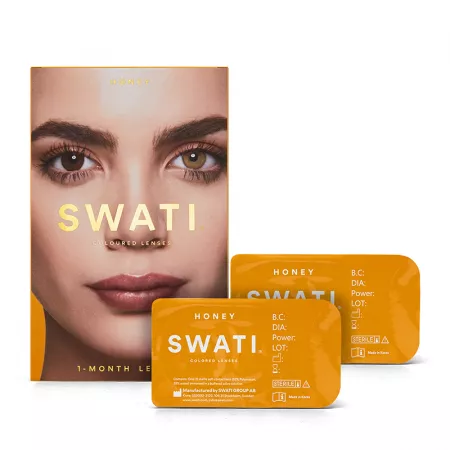 Swati Lentile de contact colorate nuanta Honey, 2 bucati, utilizare 1 luna
