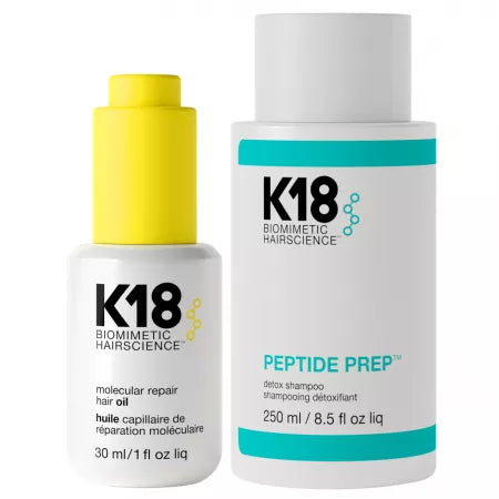 K18 Pachet Sampon detoxifiant Peptide Prep Detox, 250 ml + Ulei reparare moleculara, 30 ml