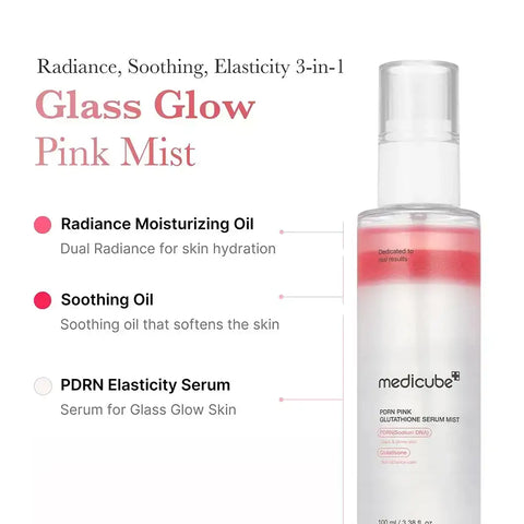 MEDICUBE PDRN Pink Glutathione facial serum spray - Intense hydration and natural glow, 100 ml