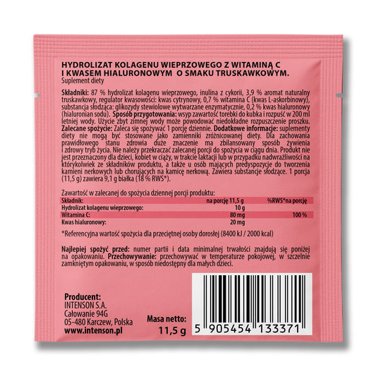 Intenson  Colagen + acid hialuronic + vitamina C, cu aromă de căpșuni, 11.5 gr.